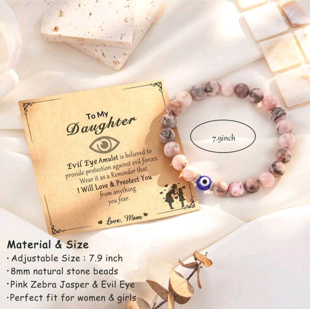 -To my daughter Jasper evil eye bracelet