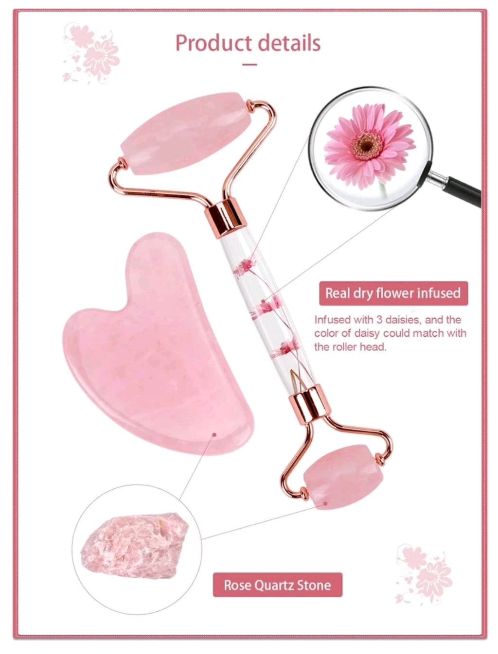-Rose Quartz Roller Massager for Face