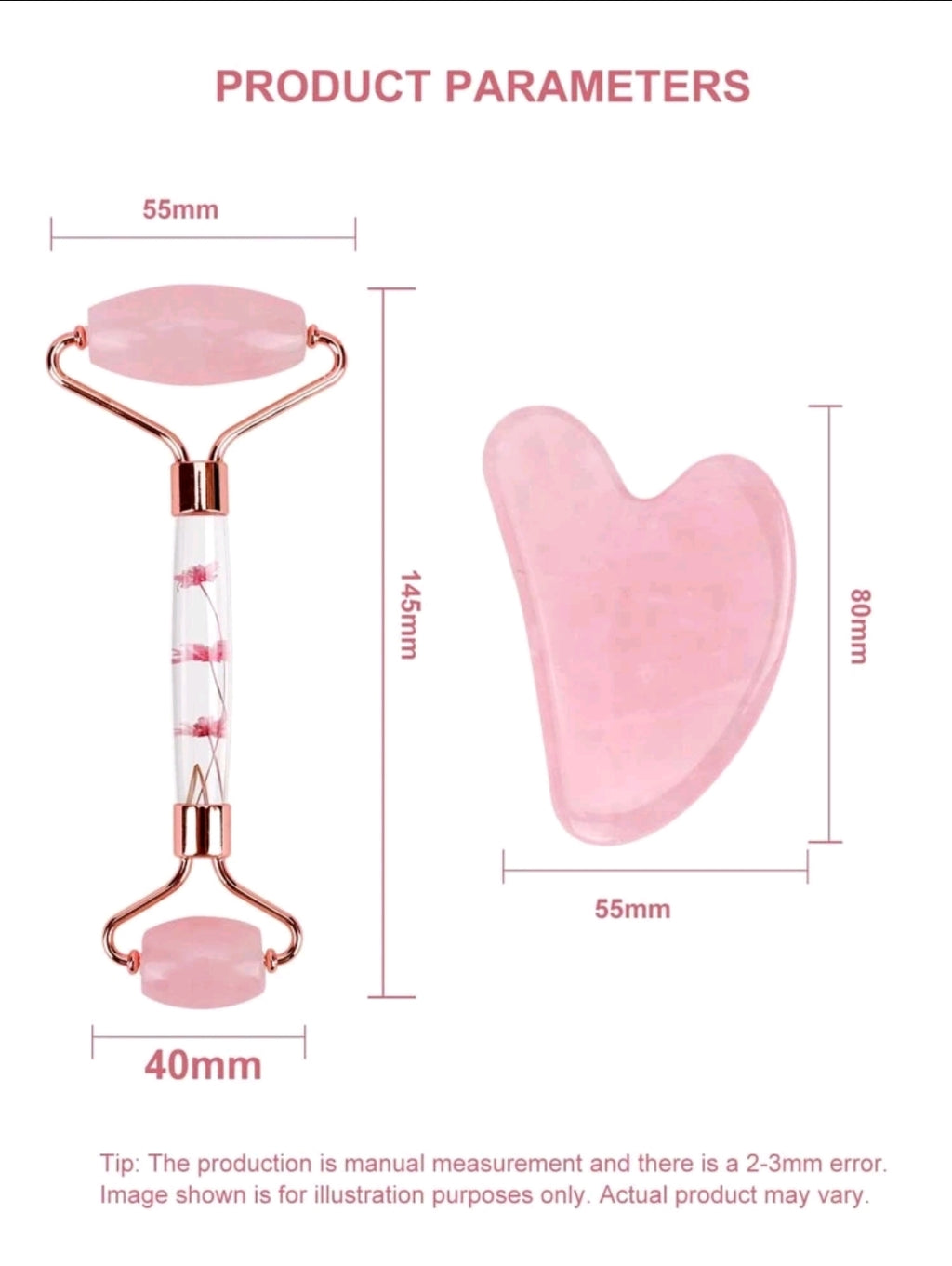 -Rose Quartz Roller Massager for Face