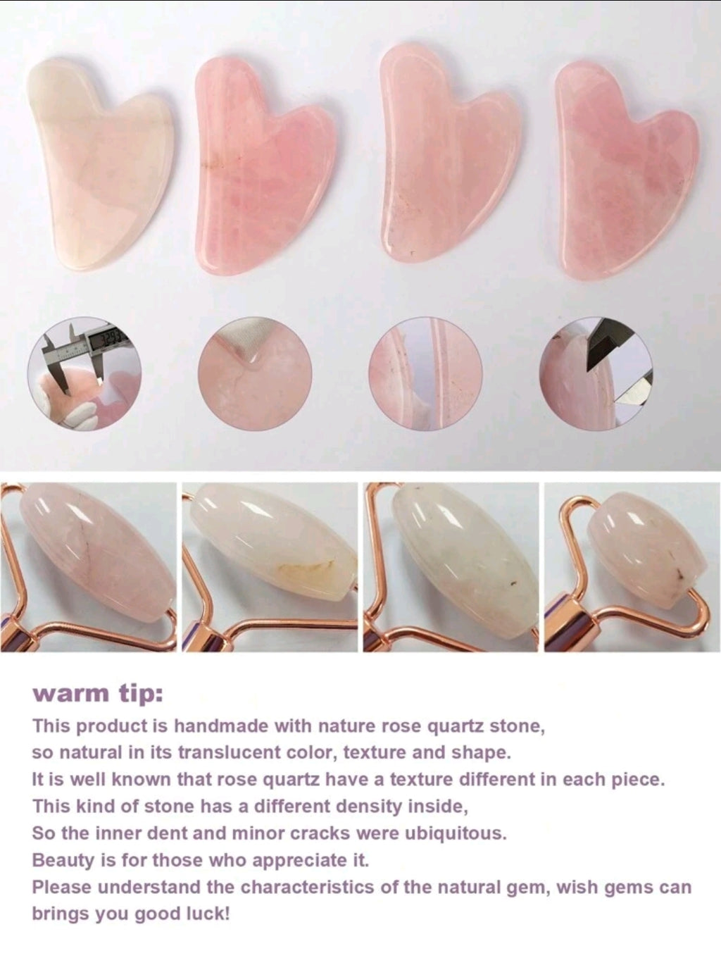 -Rose Quartz Roller Massager for Face