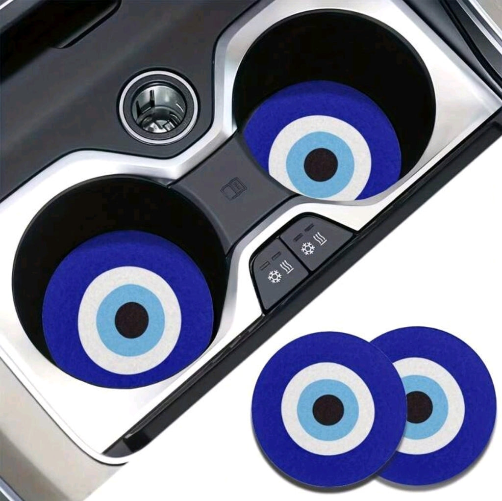 -2 posavasos azules con forma de ojo turco