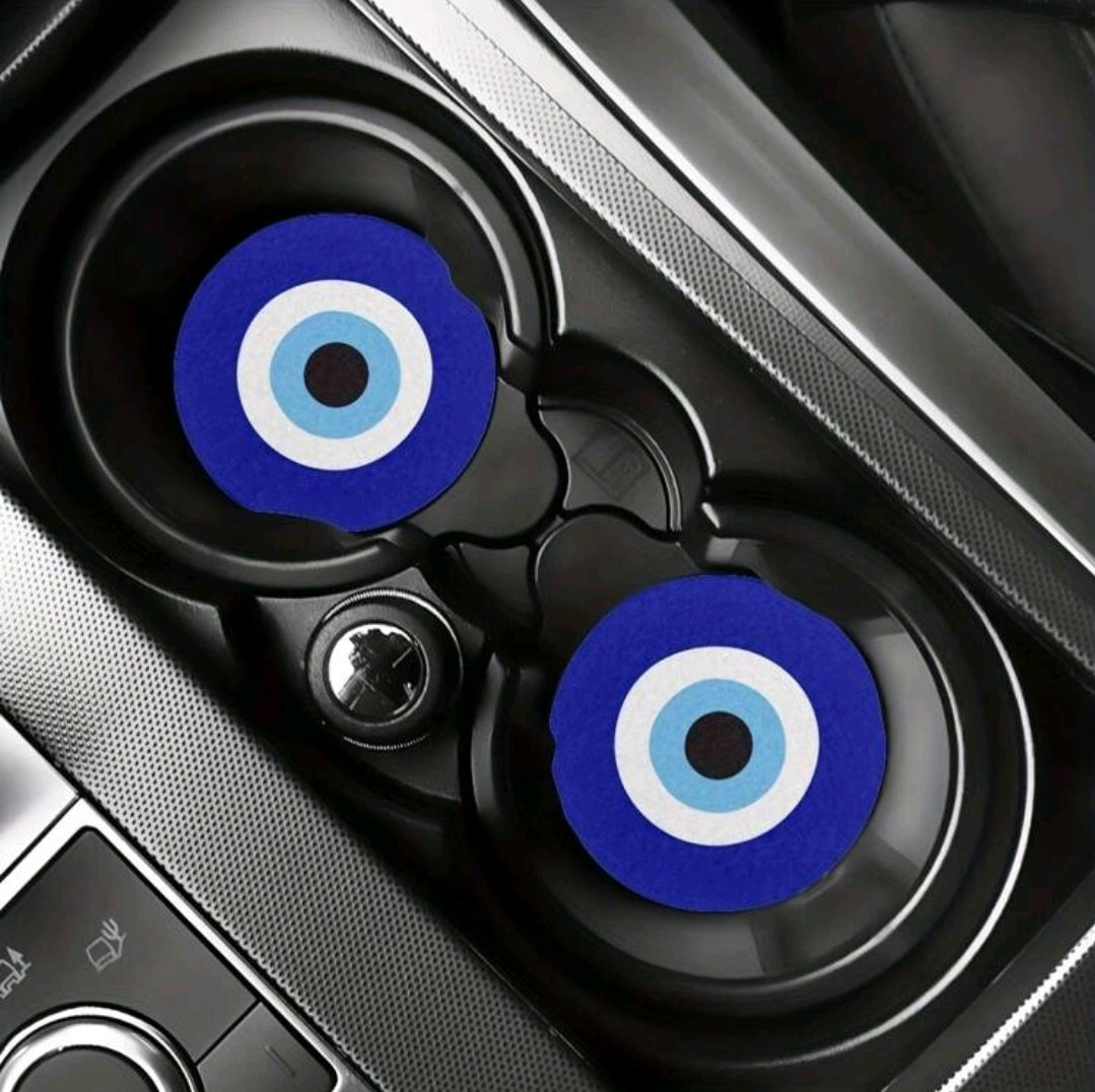 -2 posavasos azules con forma de ojo turco