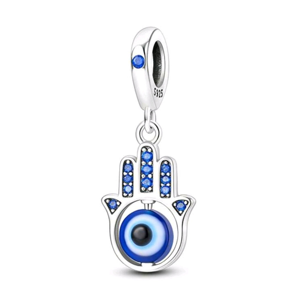 -Hamsa hand with evil eye bracelt charm