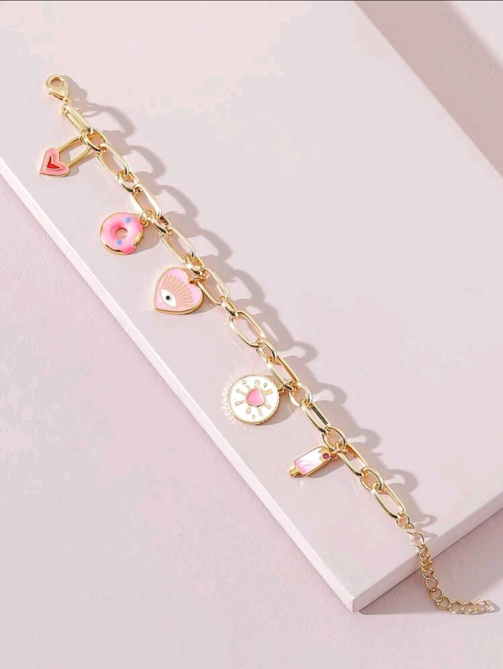 -Pulsera protectora rosa/dorada