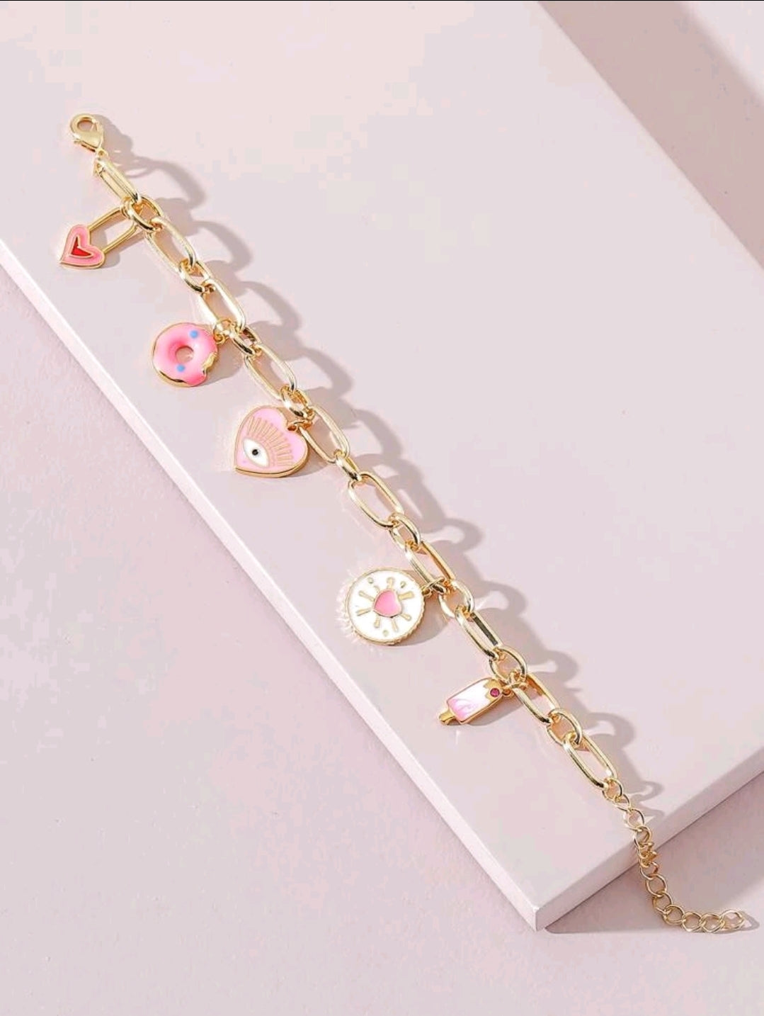 -Pulsera protectora rosa/dorada