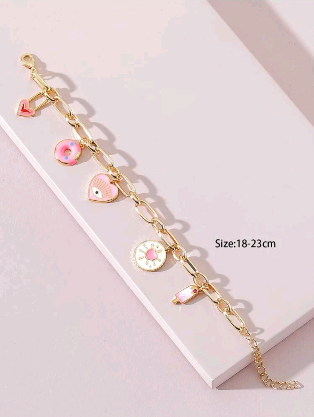 -Pulsera protectora rosa/dorada