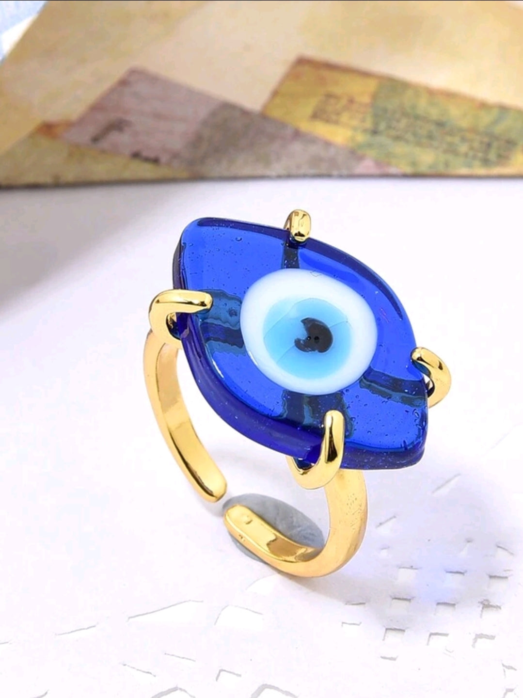 -Evil Eye glass ring