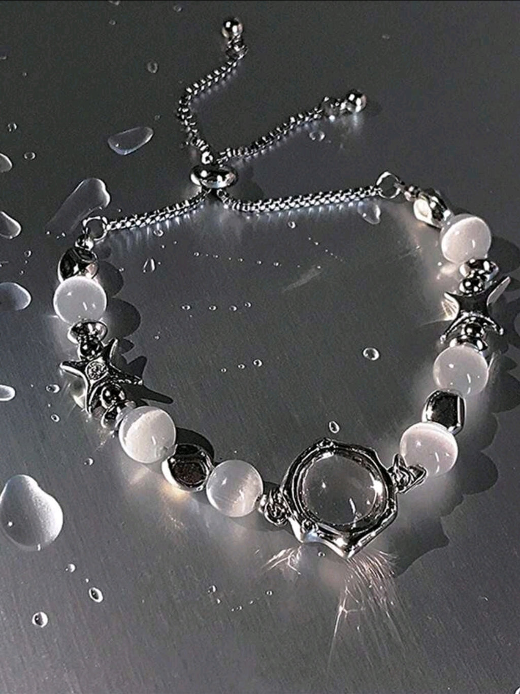 -Pulsera ajustable de piedra lunar