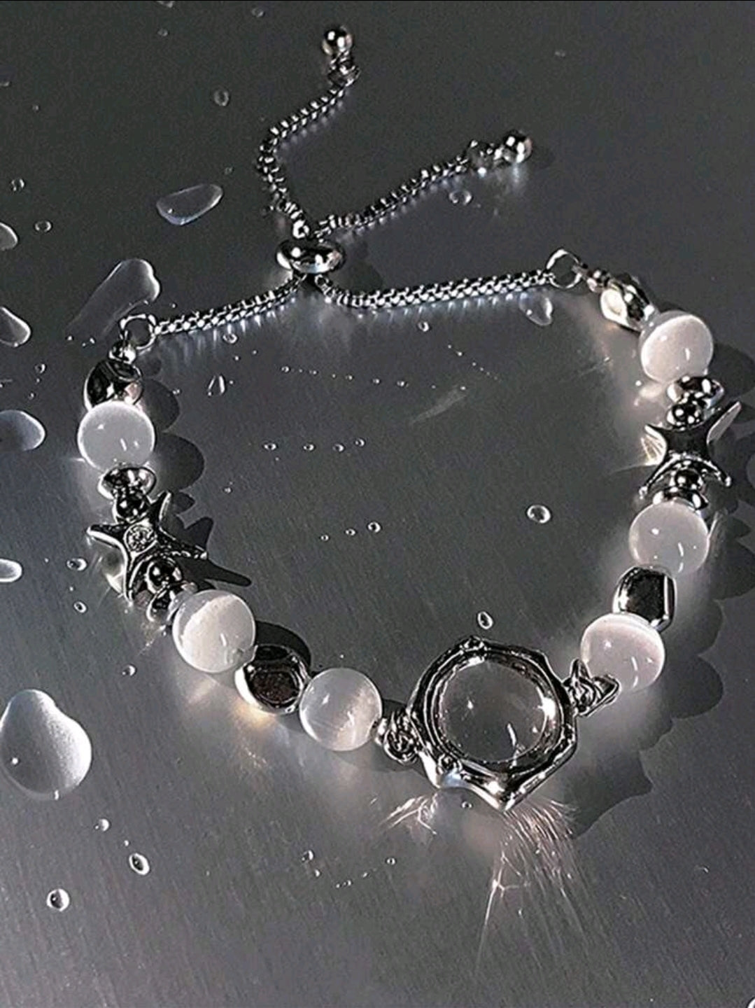 -Pulsera ajustable de piedra lunar
