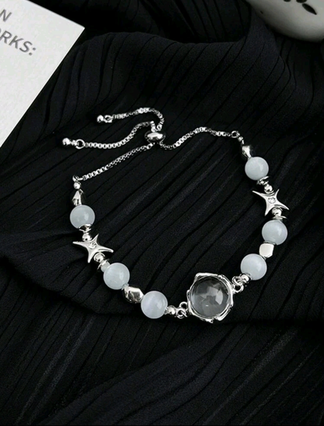 -Pulsera ajustable de piedra lunar