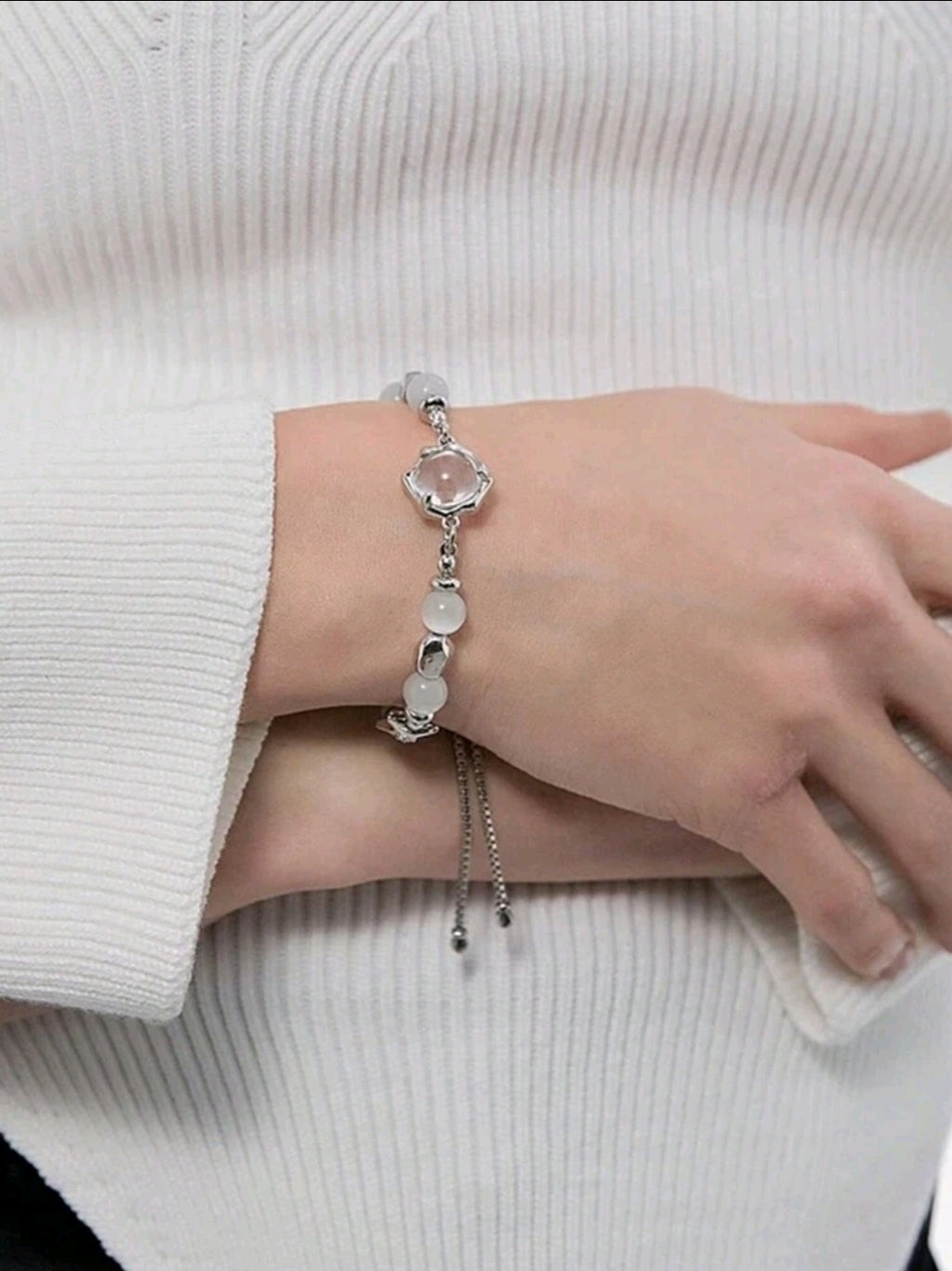-Pulsera ajustable de piedra lunar