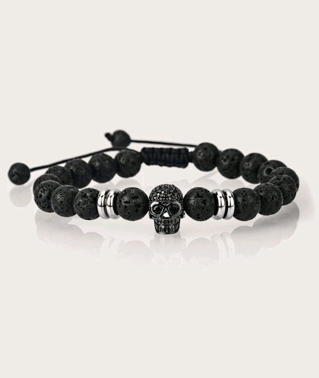 -Skull lava stone bracelet