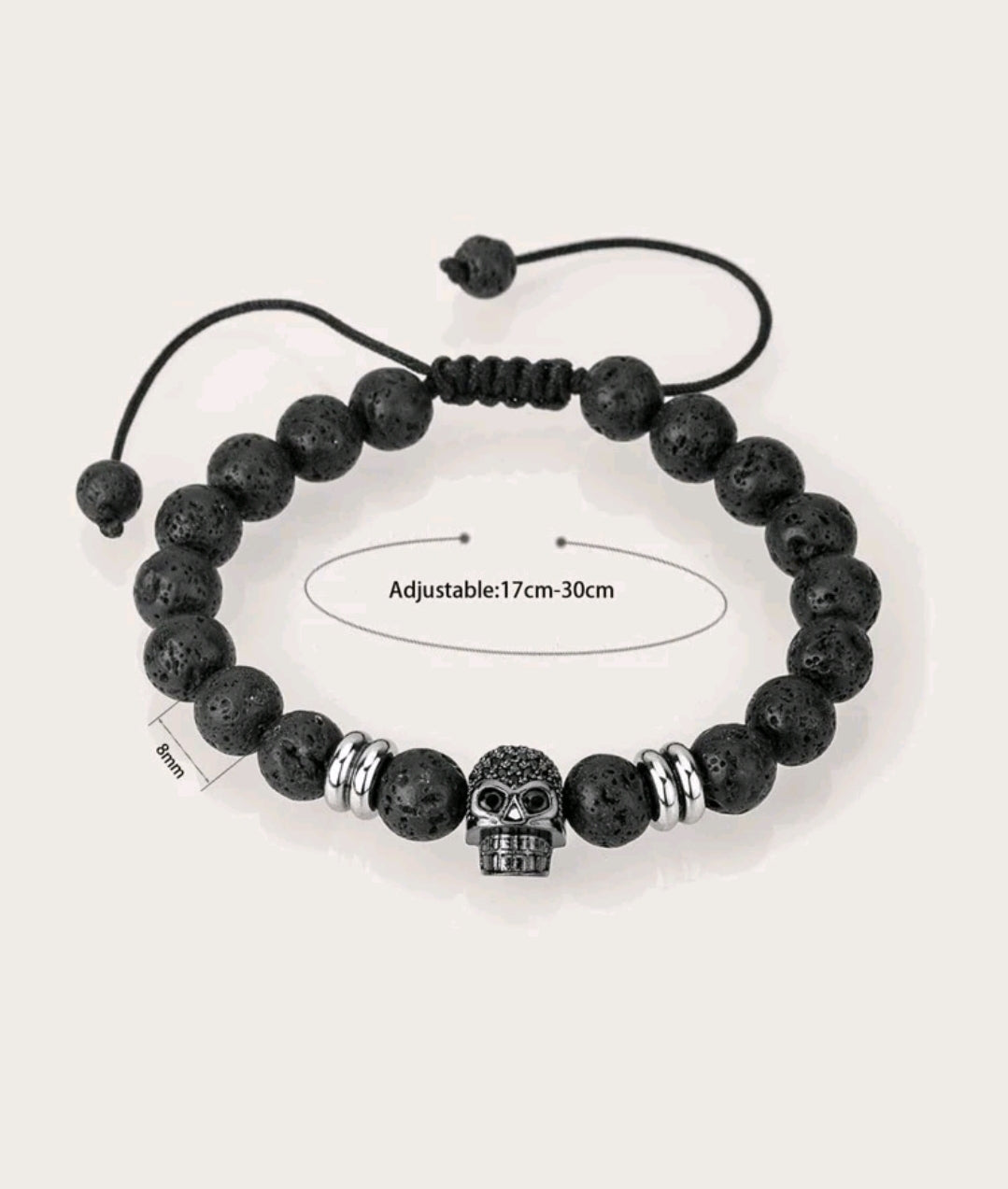 -Skull lava stone bracelet