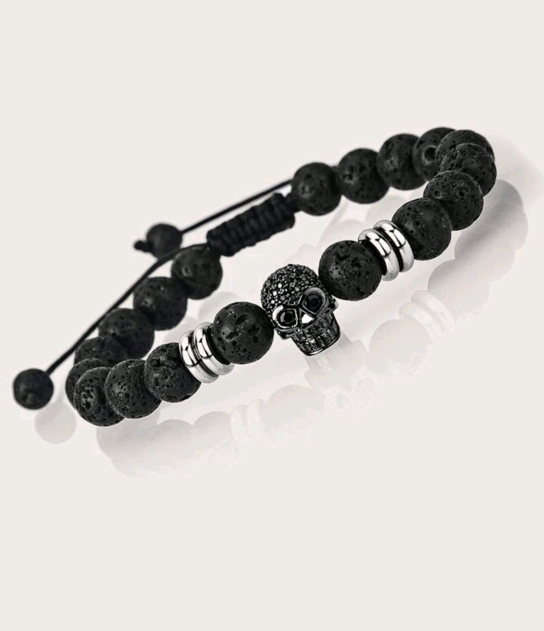 -Skull lava stone bracelet