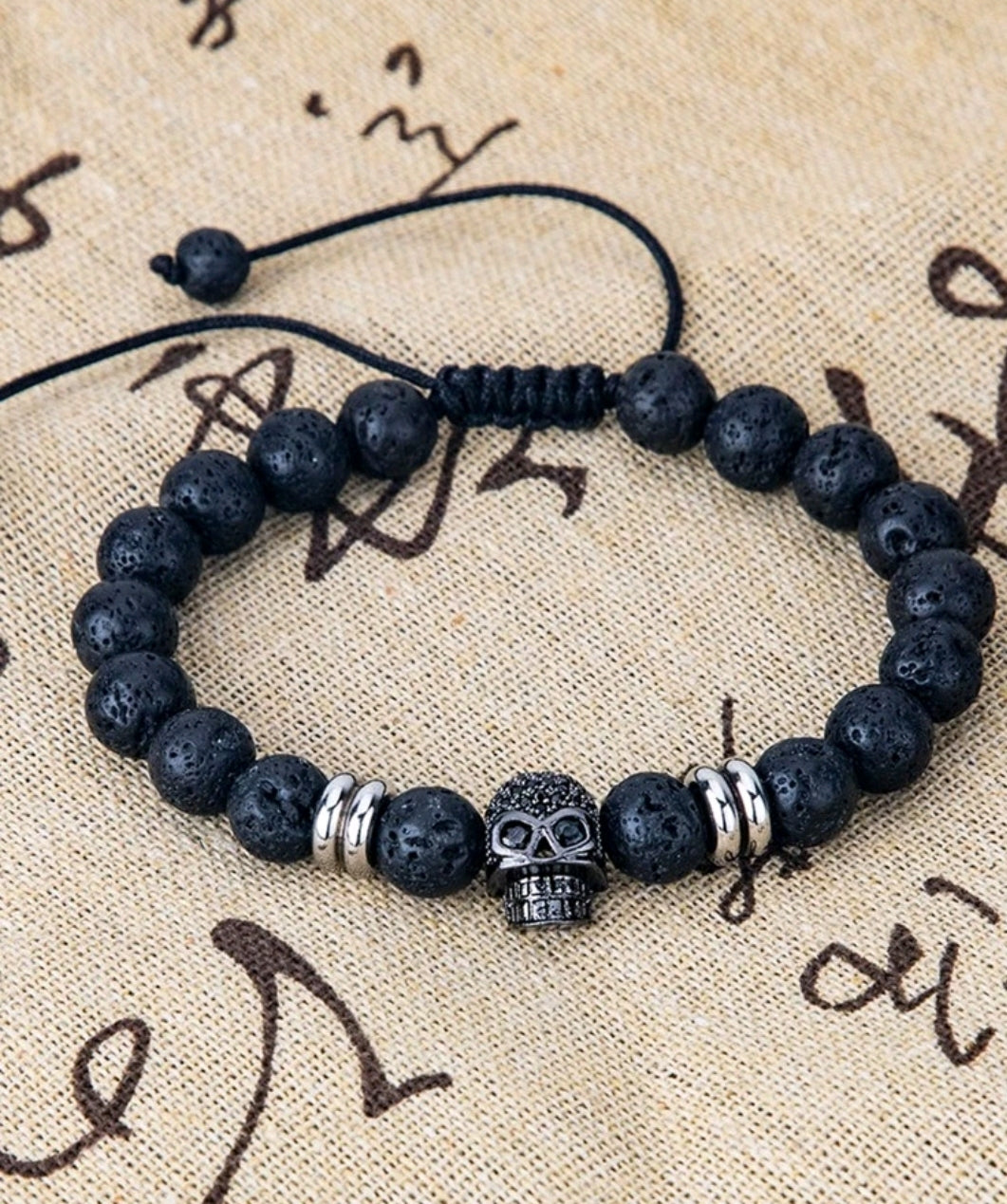 -Skull lava stone bracelet