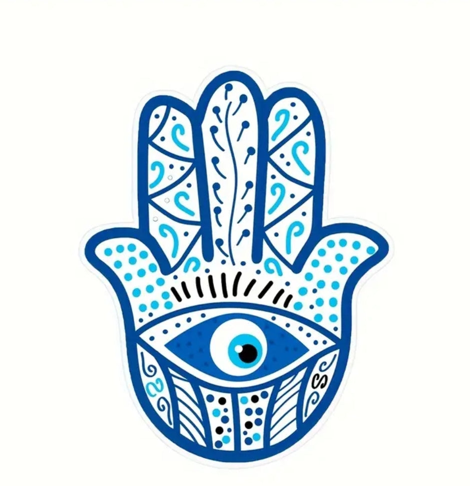 -Adhesivo de vinilo con forma de hamsa turca/mal de ojo