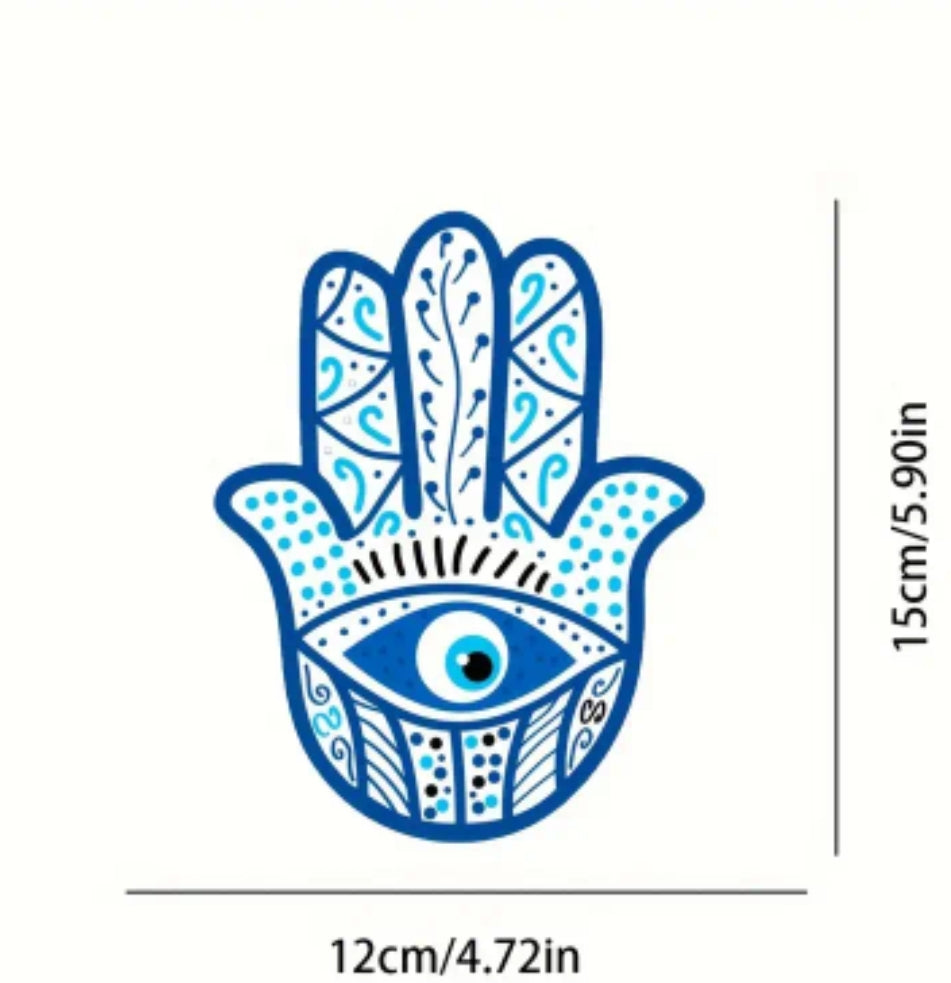 -Adhesivo de vinilo con forma de hamsa turca/mal de ojo