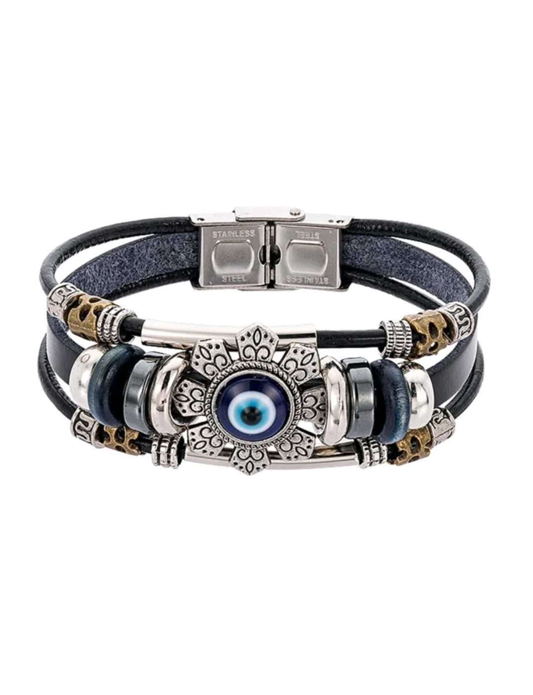 -Pulsera de cuerda con ojo turco para hombre