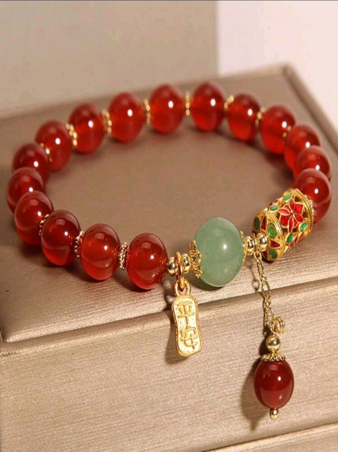 -Lucky red agate bracelet