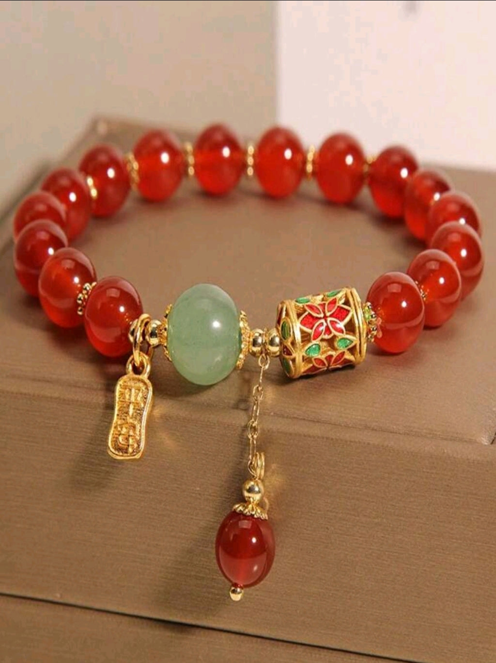-Lucky red agate bracelet