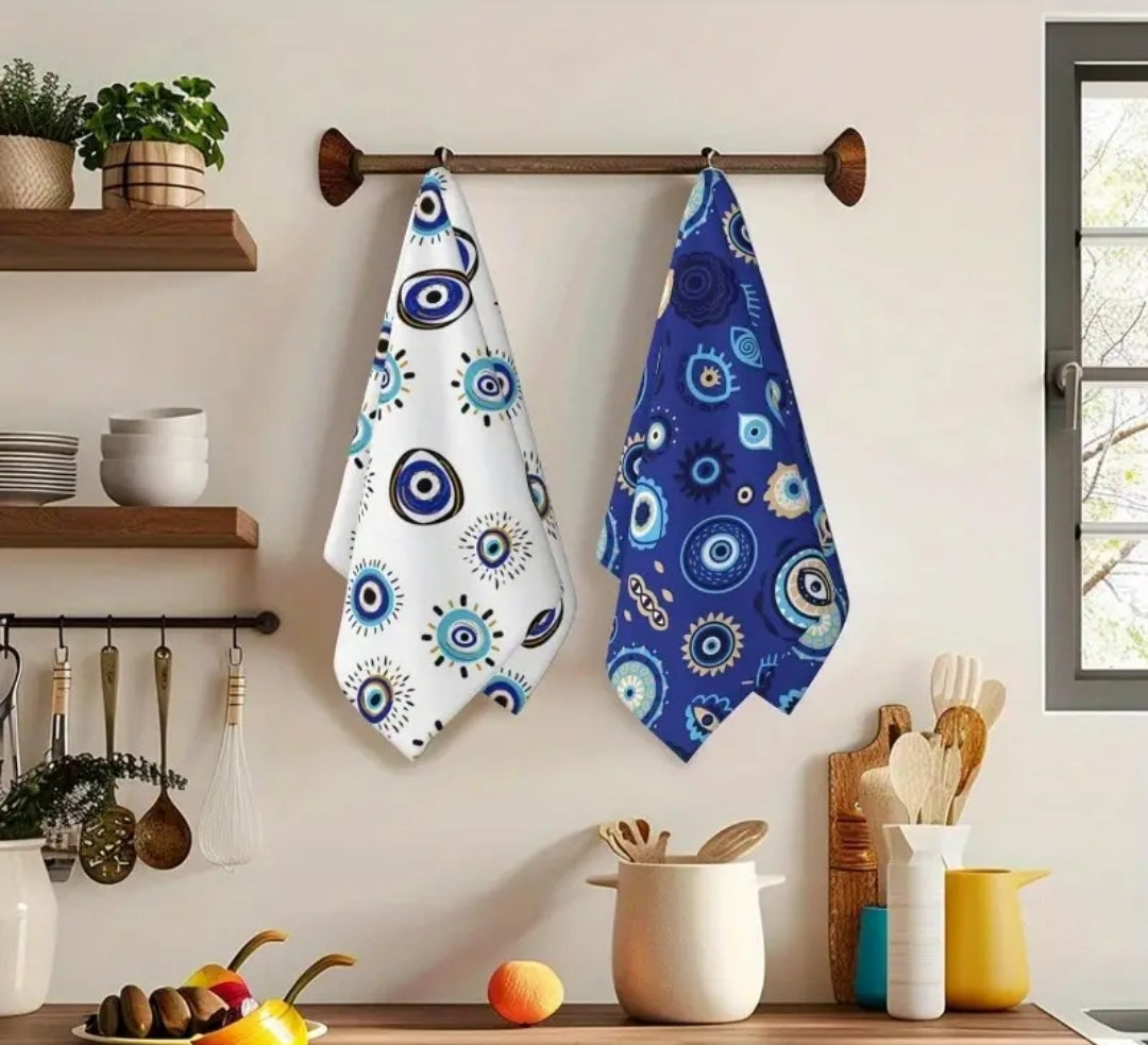 -Toallas de cocina/baño con el mal de ojo (juego de 2)