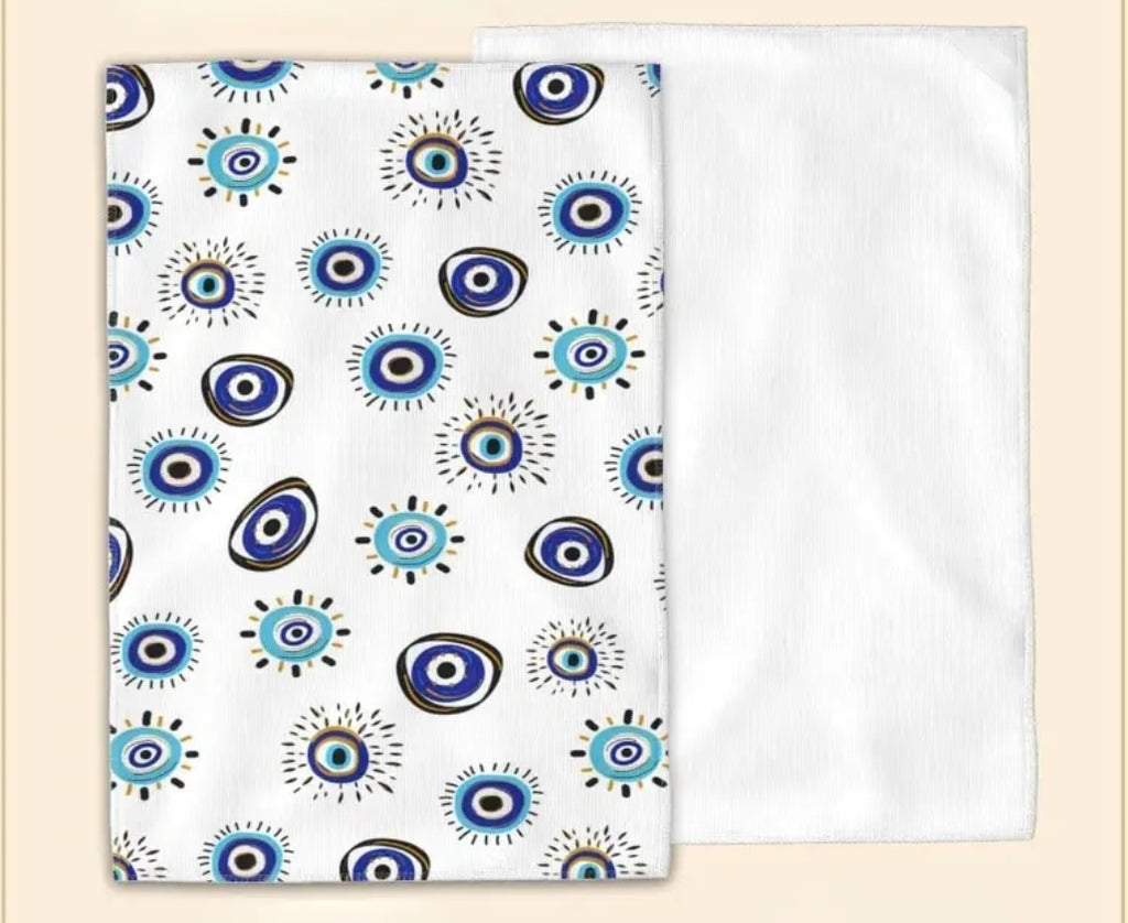 -Toallas de cocina/baño con el mal de ojo (juego de 2)