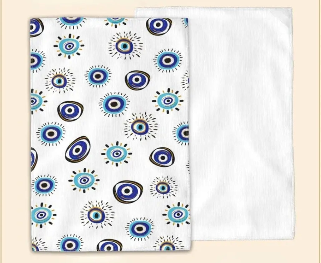 -Toallas de cocina/baño con el mal de ojo (juego de 2)