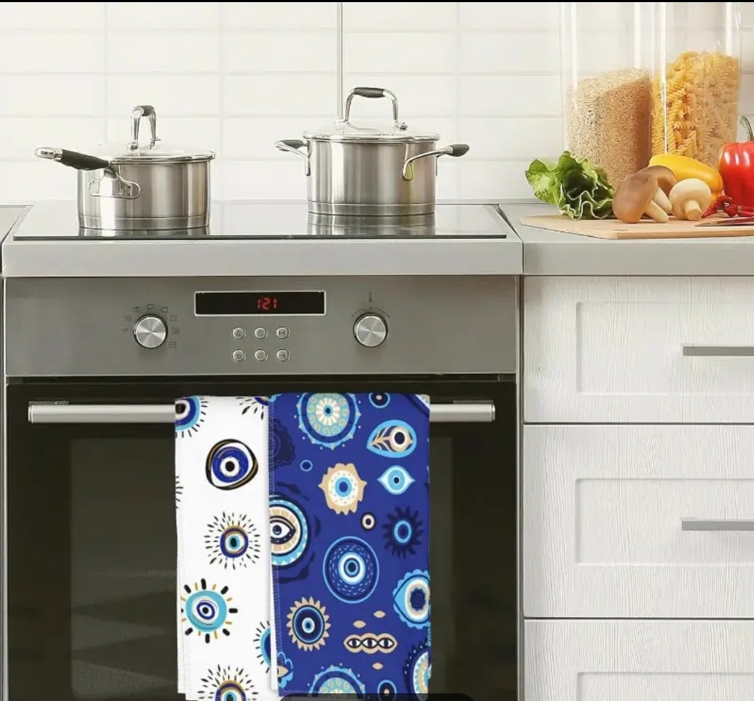 -Toallas de cocina/baño con el mal de ojo (juego de 2)