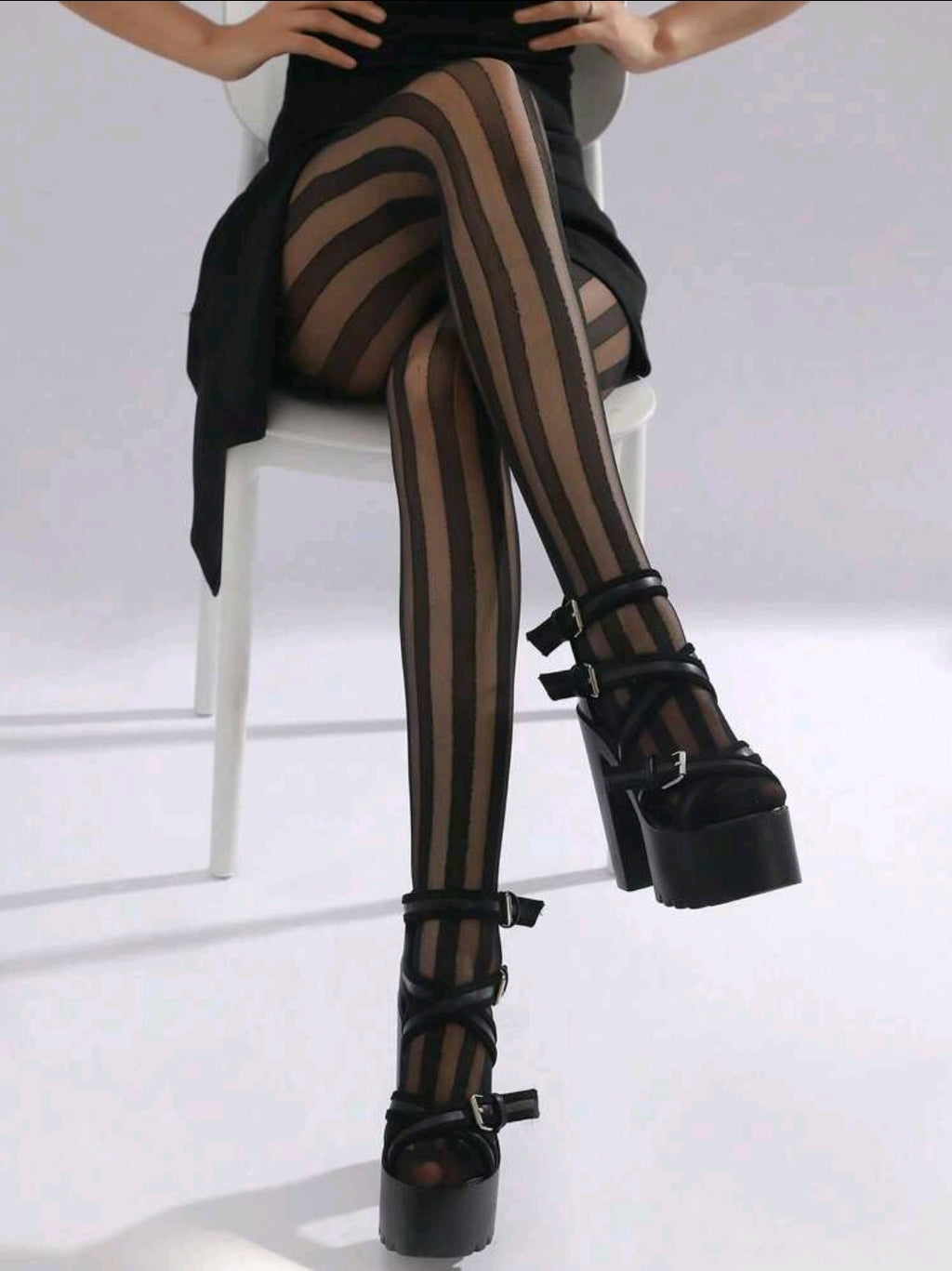 -1pair Striped Sheer Tights