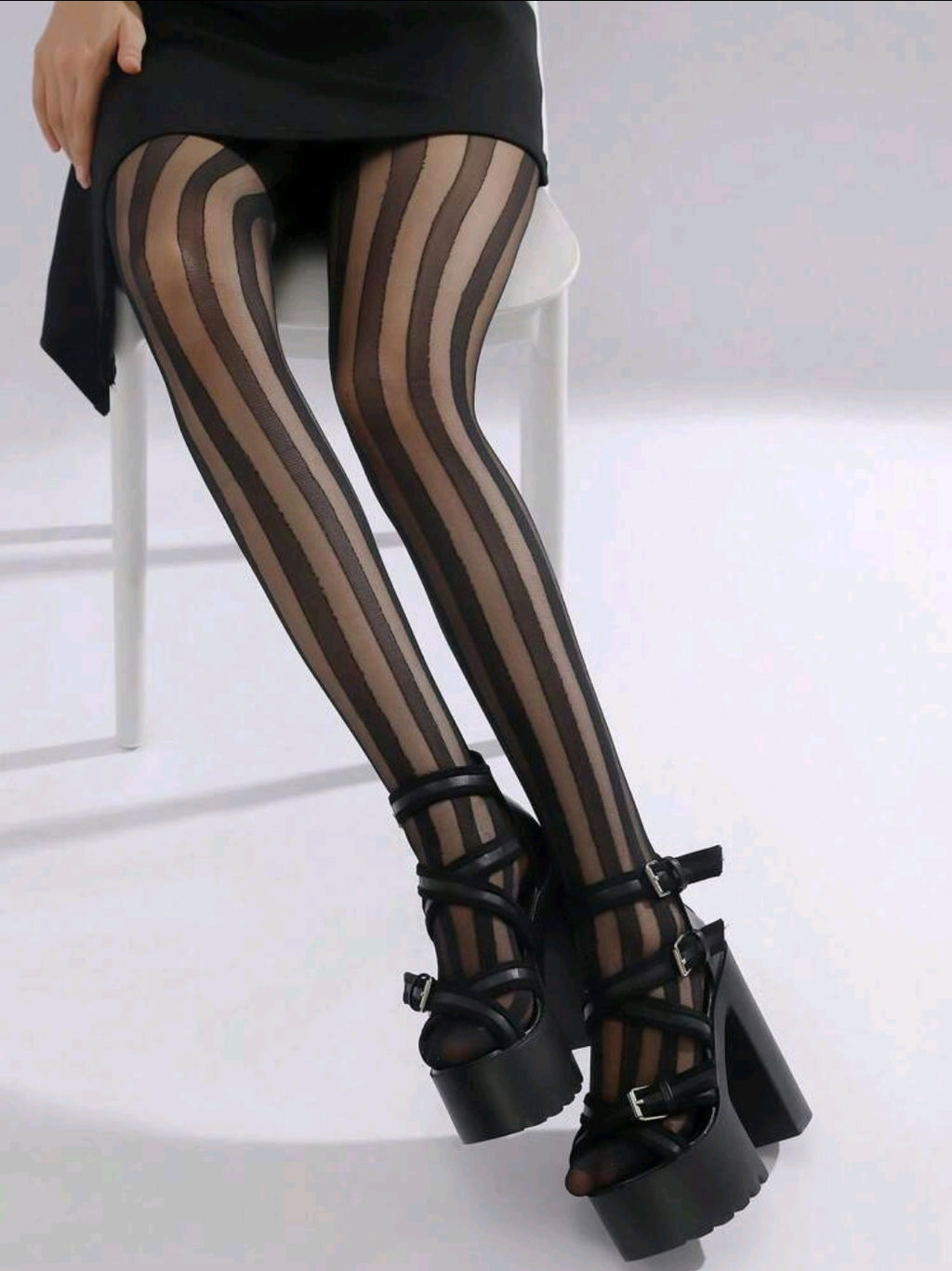 -1pair Striped Sheer Tights